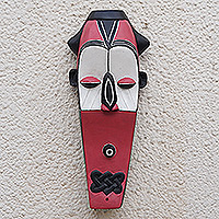 African wood mask, 'Kete Pride III' - Pink Kete Tribe Replica Mask Artisan Crafted African Art