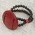 Coconut shell pendant stretch bracelet, 'Lunar Glow' - Handmade Coconut Shell, Recycled Plastic and Wood Bracelet thumbail