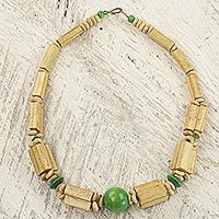 Bamboo and wood beaded necklace,