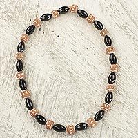 Agate and terracotta beaded necklace,