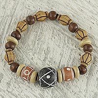 Wood beaded stretch bracelet,