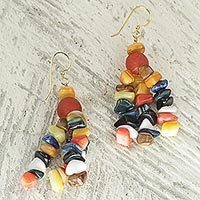 Agate cluster earrings,