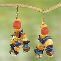 Agate cluster earrings,