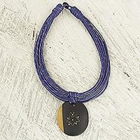 Ebony wood pendant necklace,