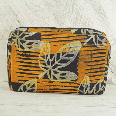 Batik cotton tablet sleeve, Leafy Companion