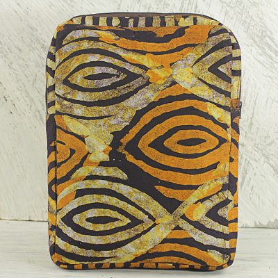 Batik cotton tablet sleeve, Saffron Eyes