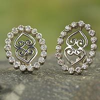 Sterling silver button earrings,