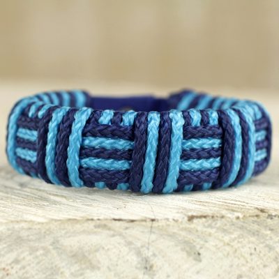 Cord bracelet, Blue Kente Power