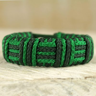 Cord bracelet, Green Kente Power