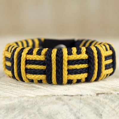 Cord bracelet, Yellow and Black Kente Power
