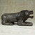Wood figurine, 'Brave Lion' - Aluminum Coated Wooden Lion Crouched in Kneeling Pose (image 2b) thumbail