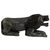 Wood figurine, 'Brave Lion' - Aluminum Coated Wooden Lion Crouched in Kneeling Pose (image 2d) thumbail