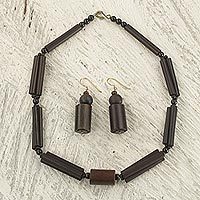 Bamboo and recycled plastic jewelry set,