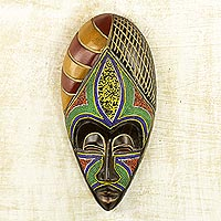 African wood mask Beaded Bori Beauty Ghana