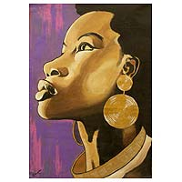 'Her Royal Highness' - Acrylic Expressionist Painting of a Woman from Ghana
