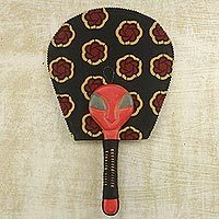 Cotton and wood fan,