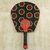 Cotton and wood fan, 'Claret Twafo' - Cotton and Wood Fan in Charcoal and Claret from Ghana thumbail