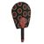Cotton and wood fan, 'Claret Twafo' - Cotton and Wood Fan in Charcoal and Claret from Ghana (image 2b) thumbail