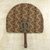 Cotton fan, 'Denkyem' - Hand Crafted Cotton Crocodile Motif Fan with Wood Handle thumbail