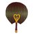 Cotton fan, 'Kwele King' - Cotton and Wood Fan in Claret and Marigold from Ghana (image 2a) thumbail