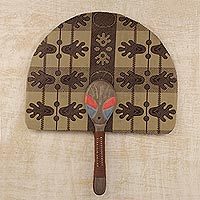 Cotton and wood fan,