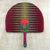 Cotton fan, 'Peaceful Adam Nana' - Cotton and Wood Fan in Green Claret and Marigold from Ghana thumbail
