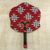 Cotton wood fan, 'Kokoo Love' - Cotton and Wood Fan in Candy Apple and Black from Ghana thumbail