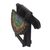 Beaded wood folding table, 'Beaded Canary' - Recycled Glass Beaded Sese Wood Folding Table with Birds (image 2c) thumbail