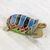Wood sculpture, 'Adventurous Brown Turtle' - Brown and Blue Weathered Turtle Sculpture from West Africa thumbail