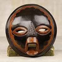 African wood mask, 'Good Money' - Handcrafted African Sese Wood Mask from Ghana