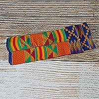 Cotton blend kente cloth scarf, 'Fathia Beauty' (9 inch width) - Handwoven Cotton Blend Kente Cloth Scarf (9 Inch Width)