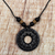 Wood pendant necklace, 'Beautiful Ring' - Handcrafted Sese Wood Circular Pendant Necklace from Ghana thumbail