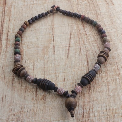 Wood and terracotta beaded necklace, Lucky Voyage