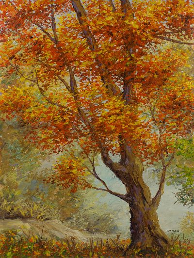 'Beauty of Nature I' - Original Signed Ghanaian Autumn Landscape Painting