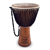 Wood djembe drum Wise Man Ghana