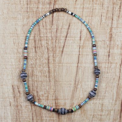 Terracotta beaded necklace, Blessed Child