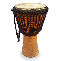 Wood djembe drum Kente Pillar Ghana