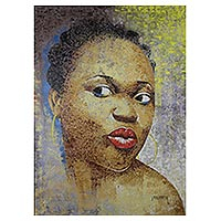 'Ahoufe' - Original Portrait of a Women Acrylic Painting from Ghana