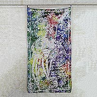 Batik cotton wall hanging, 'Wisdom and Guidance' - People in Wise Council Multicolor Cotton Batik Wall Hanging