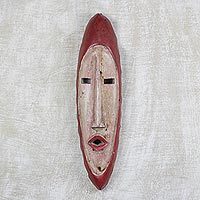 African wood mask, 'Agrobeso' - Hand Carved African Sese Wood Mask from Ghana