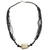Horn and glass beaded pendant necklace, 'Anigye' - Multi-Layered Black Beaded Glass Horn Pendant Necklace (image 2a) thumbail