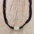 Horn and glass beaded pendant necklace, 'Anigye' - Multi-Layered Black Beaded Glass Horn Pendant Necklace (image 2b) thumbail