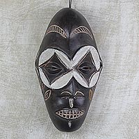 African wood mask, 'Gbugboyi' - Hand Carved West African Alstonia Wood Wall Mask