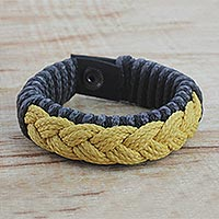 Men's wristband bracelet, 'Seacoast' - Men's Multi-Color Braided Cord Wristband Bracelet