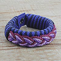 Men's wristband bracelet, 'Eloquent' - Men's Multi-Color Braided Cord Wristband Bracelet