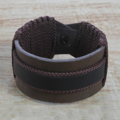 Mens leather wristband bracelet, Abotari