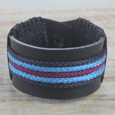 Mens leather wristband bracelet, Bediako in Black