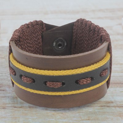 Mens leather wristband bracelet, Ray of Strength