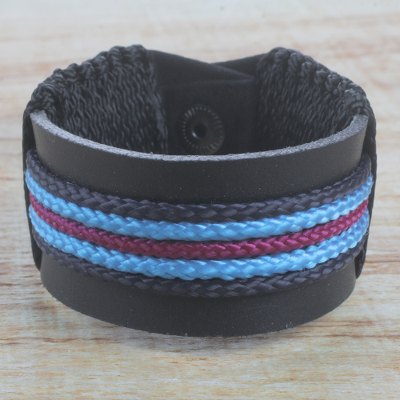 Mens leather wristband bracelet, Coastal Bay