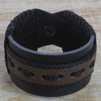 Mens leather wristband bracelet, Substantial